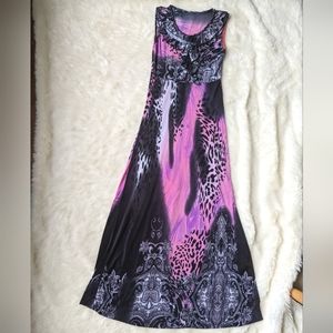 Pink and Black Animal Print Maxi Dress Swim Cover Up / Size Small